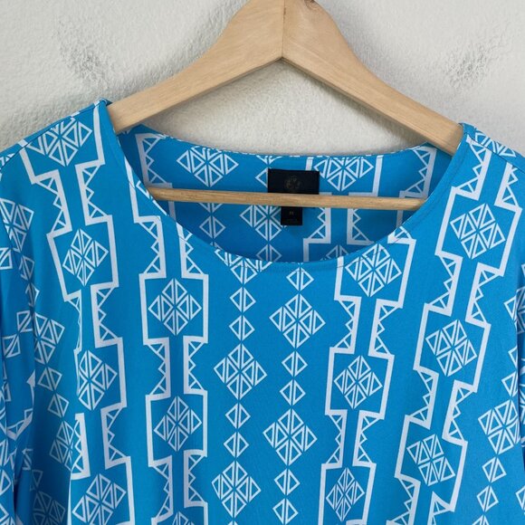 JM Collection Womens Plus 2X Geometric Print Tunic Top Long Sleeve Stretch Shirt - Picture 8 of 10